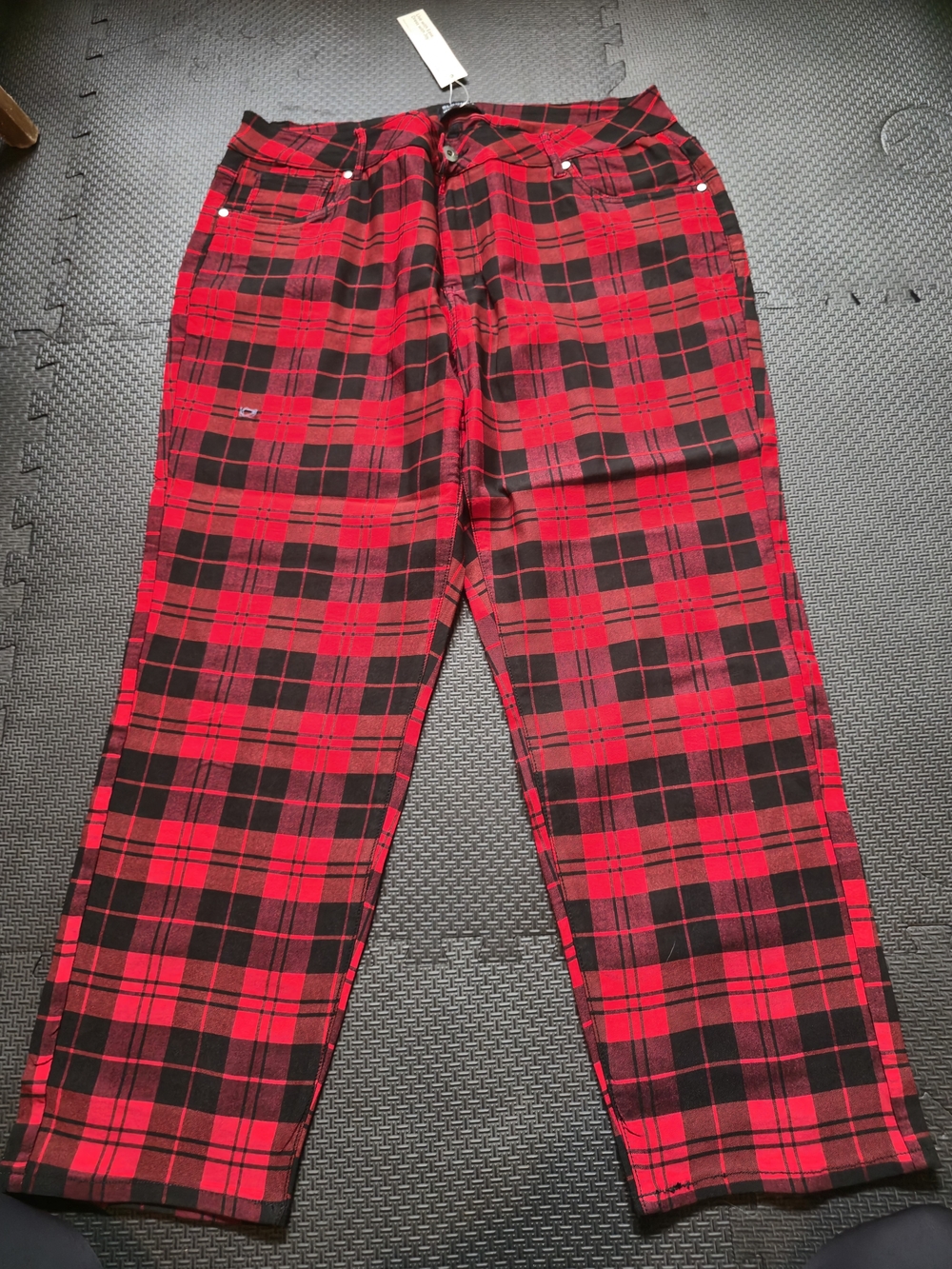 BloomChic Red and Black Plaid Pants